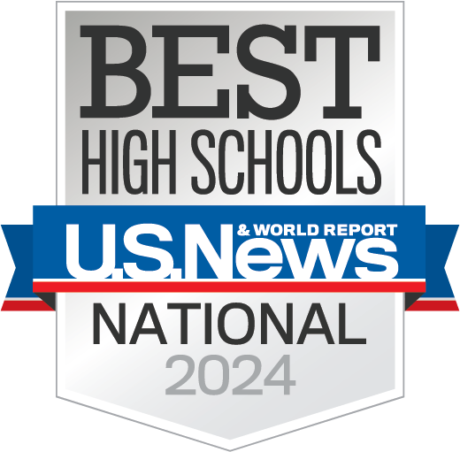 Award Image. Text reads Best High Schools, US News & World Report, National 2024